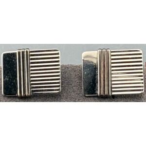 Vintage Colibri Sterling Silver 14K Gold Overlay Modernist Cufflinks Plus Box